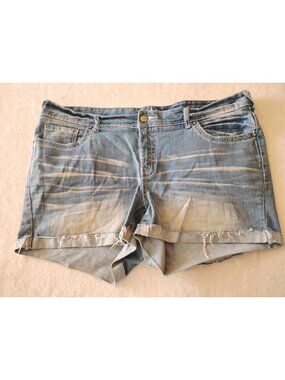 Reign Womens Denim Jean Shorts Jorts Cutoffs Stretch Embellished Embroidered 18